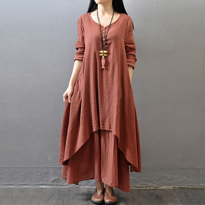 Fashion Ethnic Indian Clothing - Robe Maxi à Manches sulfpour Femme,