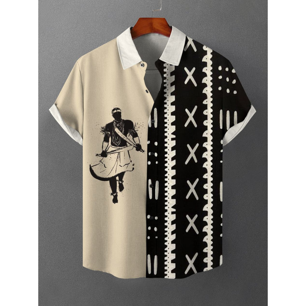 Ethnic Wear In Fashion - Chemise Homme Rétro Ethnique à Manches