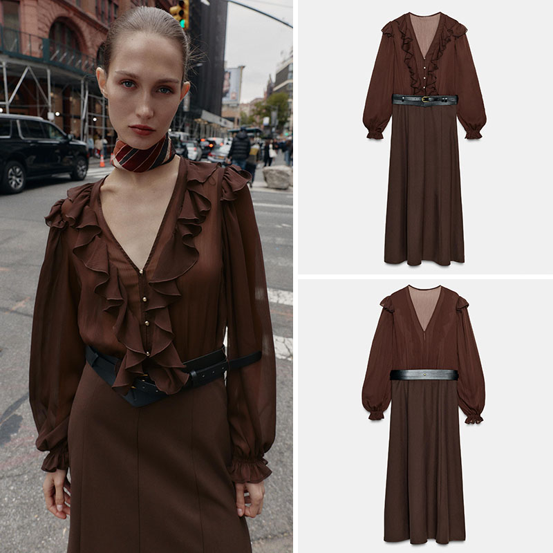 Ethnic Wear In Fashion - Nouvelle Robe Midi Élégante à Col