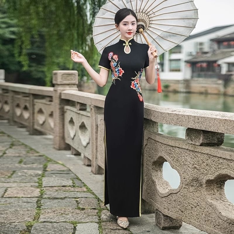 Ao Dai Vietnam Dress - Femmes traditionnelles Vietnam Aodai Cheongsam Oriental